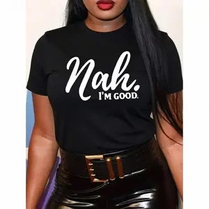 graphic tees Women's Letter Print Round Neck Tee, Trendy Casual Crew Neck Short Sleeve T-Shirt, Graphic Tees, Summer Clothes Women, Ladies Summer Outfit, Clothing