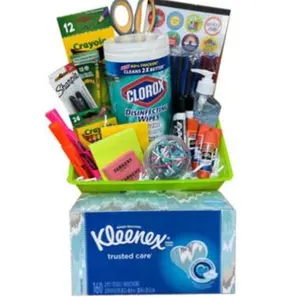 Teacher Essentials Supply Bin with 40+ Assorted Items: Expo Markers, Ballpoint Pens, Crayola Crayons, Glue Sticks, and More