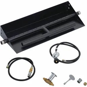 Drop-in Fire Pit Burner Kit - 18x6 Inch Rectangular Fire Pit Burner, Spark Ignition Kit, Propane & Natural Gas Compatible, Indoor Outdoor Use, H-Burner Design.