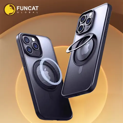 FUNCAT GLOBAL Plastic Smartphone Cover - 360° Rotatable Handheld Stand, Shatter-Proof Durable Protector, Fits iPhone 13/14/15/16/17 Multi-Model Mobile Phone Accessory