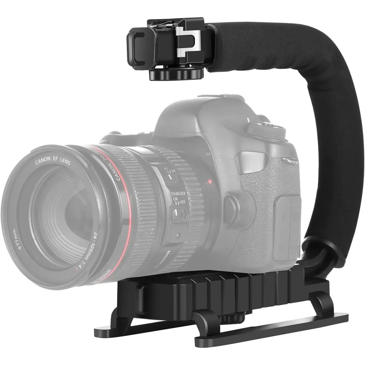 Video Action Handheld Stabilizer, U/C Shape Video Action Stabilizing Handle Grip with Cold-Shoe Mount for  Camera Action Camera Camcorder and Smartphones