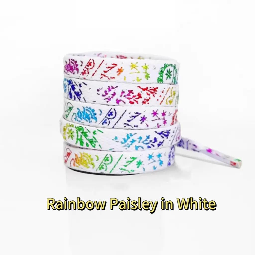 GLOW in the DARK Paisley Pattern Bandana style Shoe Laces for Sneakers/Reflective Shoe Laces Footwear Comfort Retro Flat Casual Classic