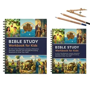 Kids Bible Study Workbook with Lessons, Fun Activities, and Creative Quizzes for Children's Faith Growth