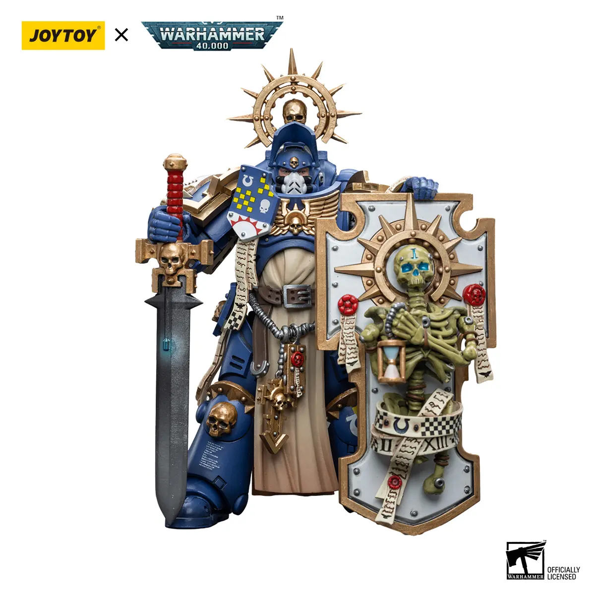 JOYTOY Warhammer 40000 1:18 Scale Collectible Action Figure - Ultramarines Primaris Captain with Relic Shield, Power Sword JT6465, Highly Detailed, Greater Toughness, 4.92 Inches Collectible Figures