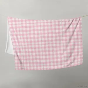 Pink Gingham Fleece Throw Blanket and Bedding