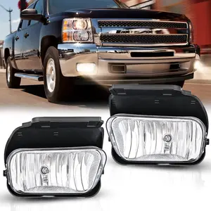 Nilight Fog Light Assembly Compatible with 2002 2003 2004 2005 2006 2007 Chevy Silverado 1500 2500 3500 2002-2006 Avalanche w/o Body Cladding with H10 12V 42W Halogen Bulbs