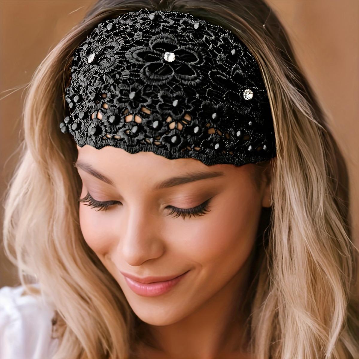 6 Pieces Lace Elastic Headwrap Lace Elastic Headbands Boho Bandana Bohemian Headband Hair Accessories for Women, 6 Colors