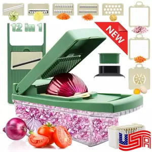 12-In-1 Vegetable Fruit Chopper Cutter Food Onion Veggie Dicer Slicer Kitchen