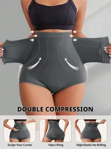 Women's High Waist Double Pressure Compression Shapewear Panty, High Stretch Fit Tummy Control and Butt Lifting Shaper, Adjustable Hook and Eye Design Breathable Comfortable Bottoms, Tummy Tuck Garment, Girdle for Everyday Wear Shorts Underwear Essential