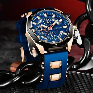 Fashionable And Popular Men'S Business Silicone Sports Watch, High-End Automatic Calendar Large Dial Quartz Wristwatch for Men.