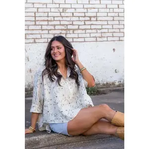 Textured Bloom Button Up Top