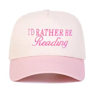 I'd Rather Be Reading Embroidered Two-Tone Trucker Hat  Gift for Her  Book Club  Bookish Gifts Bookworm One More Chapter CBERBR
