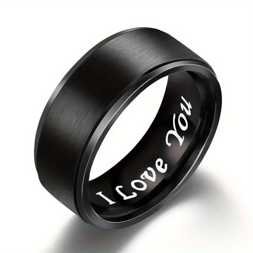 I Love You Engraved Titanium Steel Mens Woman Valentines Day Ring