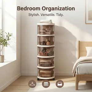 3/4/5-Layers Drawer Style Snack Organizer Cart Multifunctional Snack Storage Cabinet with Wheels for Kitchen Bathroom Laundry Narrow Space