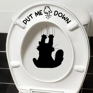 Funny Cat Toilet Paper Holder Sticker, Waterproof Bathroom Decor, Pet Owner Exclusive, Adhesive for Cat Litter Box Lid