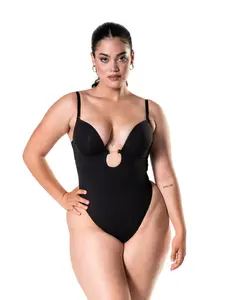 HeyShape - Plunge Shapewear Thong Bodysuit for Women - Deep V-Neck Backless Slimming Fit for Tummy Control, Waist Snatching & Seamless Wear Under Low-Cut Outfits
