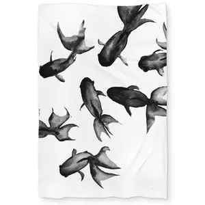 360 Stand Twin Extra Long Duvet Cover - Black Small Fishes Printed Face, Breathable Fabric, Coastal Vibes, Minimalist Art Bedding for Bedroom Textile Home Decor Essential, Extra-Long Duvet Covers, Graphic Duvet Covers