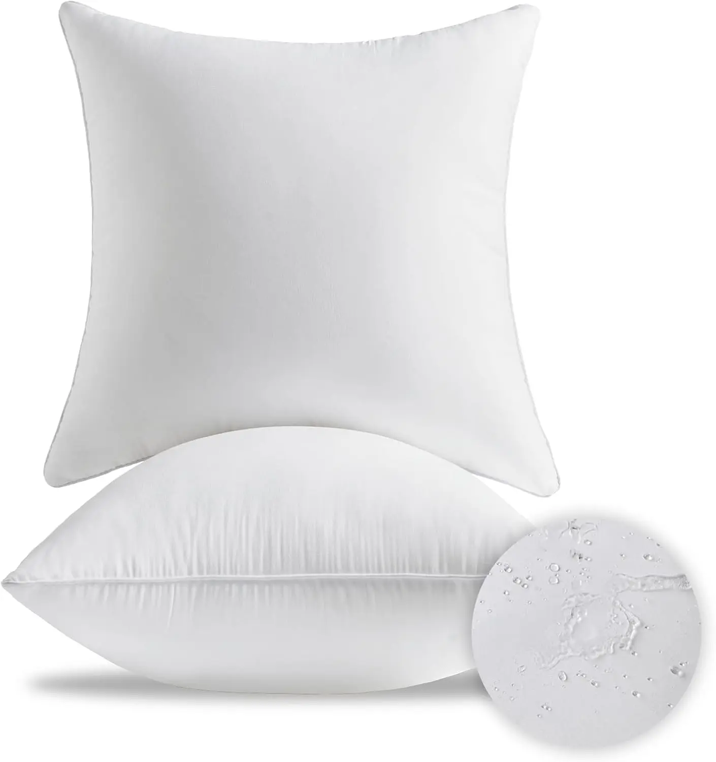 18 x 18 Outdoor Pillow Inserts Set of 2  Square Support White Decorative Throw Pillow Inserts for Couch Sofa Beds Medium Patio Furniture Cushions