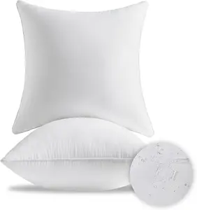 18 x 18 Outdoor Pillow Inserts Set of 2  Square Support White Decorative Throw Pillow Inserts for Couch Sofa Beds Medium Patio Furniture Cushions