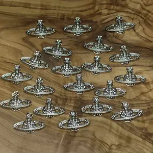 20 pcs Planet Charm for Nails art designer (Silver Crystal rhinestone engraved)