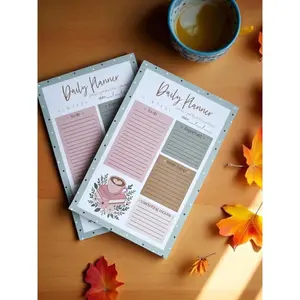 Small Business Daily Planner Notepad 8" x 5.5" - Cute Stationery - Coffee Theme Notepad