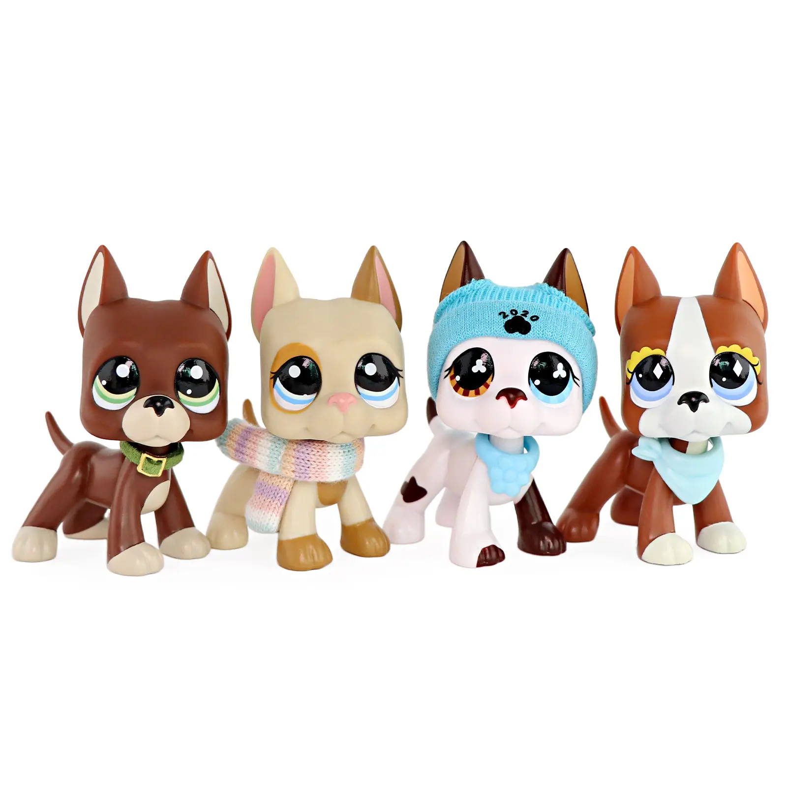 4 Pack Cute Cartoon Animal Puppy Figurines Set - Collectible Mini Dog Toys with Accessories, Cake Decorating Supplies, Decoration Toppers, Birthday Cake Decorations for Kids Pretend Play, Animal Lover Gifts