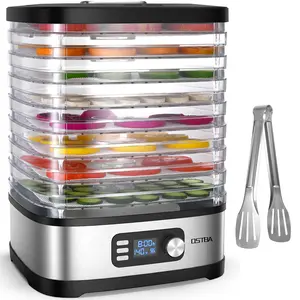 OSTBA 8-Tray Food Dehydrator, 72H Timer & Temp Control up to 158℉, Includes 8 Mesh Sheets, 1 Fruit Roll Tray, 1 Tongs, Recipe Book for Jerky, Fruit, Meat, Vegetables, Herbs, BPA-Free