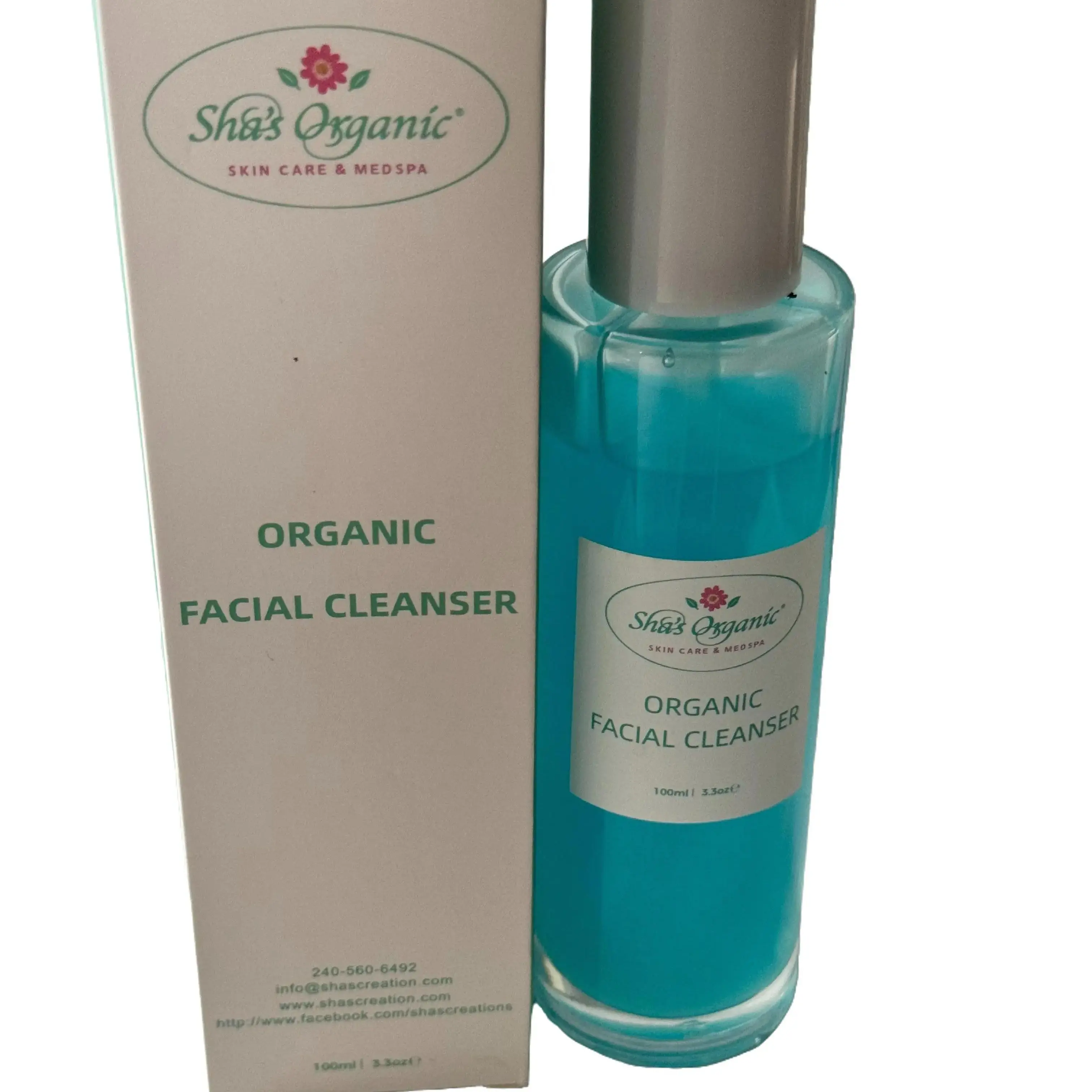 Sha's Organic Skincare Blue Facial Cleanser Soap - Turmeric & Vitamin C Infused for Deep Pore Facial Cleansing, Hydrating, Sensitive Skin, Radiant Complexion Clear Skin Repair