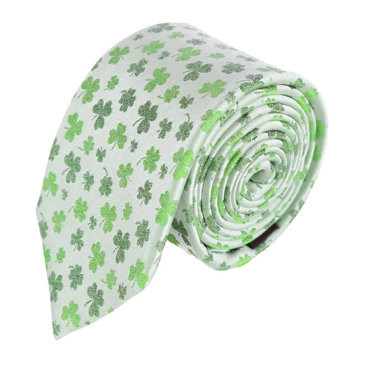 Trafalgar White Shamrock Novelty Silk Necktie, Neckties