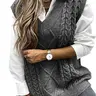 【Black Friday】Women's Fall/Winter Solid-Color Textured V-Neck Sweater Vest, Preppy Cable-Knit Pullover for Casual Daily Wear