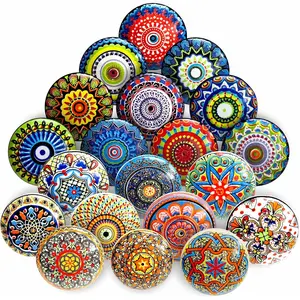 20 count Ceramic Cabinet Knobs -  Look Hand Painted Multicolor Handmade Mandala Designs for Door Handles Wardrobe Kitchen Cabinets Drawer Dresser Cupboard Pulls