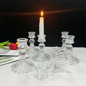 3pcs/6pcs Palace Candle Holders, Transparent Crystal Design, Home Desktop Decoration, Wedding Decor, Romantic Dinner, Birthday Party