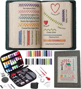 MUNBYN  2026 Upgraded Embroidery Stitch Learning Book Kit, DIY Hand Embroidery Practice Book with Sewing Kit, 108 Stitch Patterns for Beginners & Experienced Crafters (1 Pack)