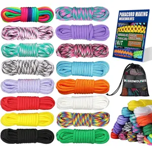 WEREWOLVES 16 Colors Paracord Cord, 550 Paracord Bracelet Crafting Combo Kits with Instruction - Multifunction Paracord Ropes, 10 Feet Each Parachute Cord for DIY Manual Braiding Supplies