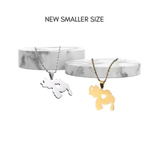 Venezuelan Map Pendant Necklace with heart- Gold/Silver Finish, 20" Chain