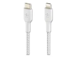 BELKIN CAA004bt1MWH White Braided USB-C to Lightning Cable, Boost Charge MFi-Certified iPhone USB-C Cable