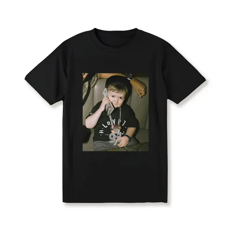 Classic Tops for Men, 100% Cotton Hasbulla Money Phone Meme T-Shirt, Casual Shortsleeve Round Neck for Menswear