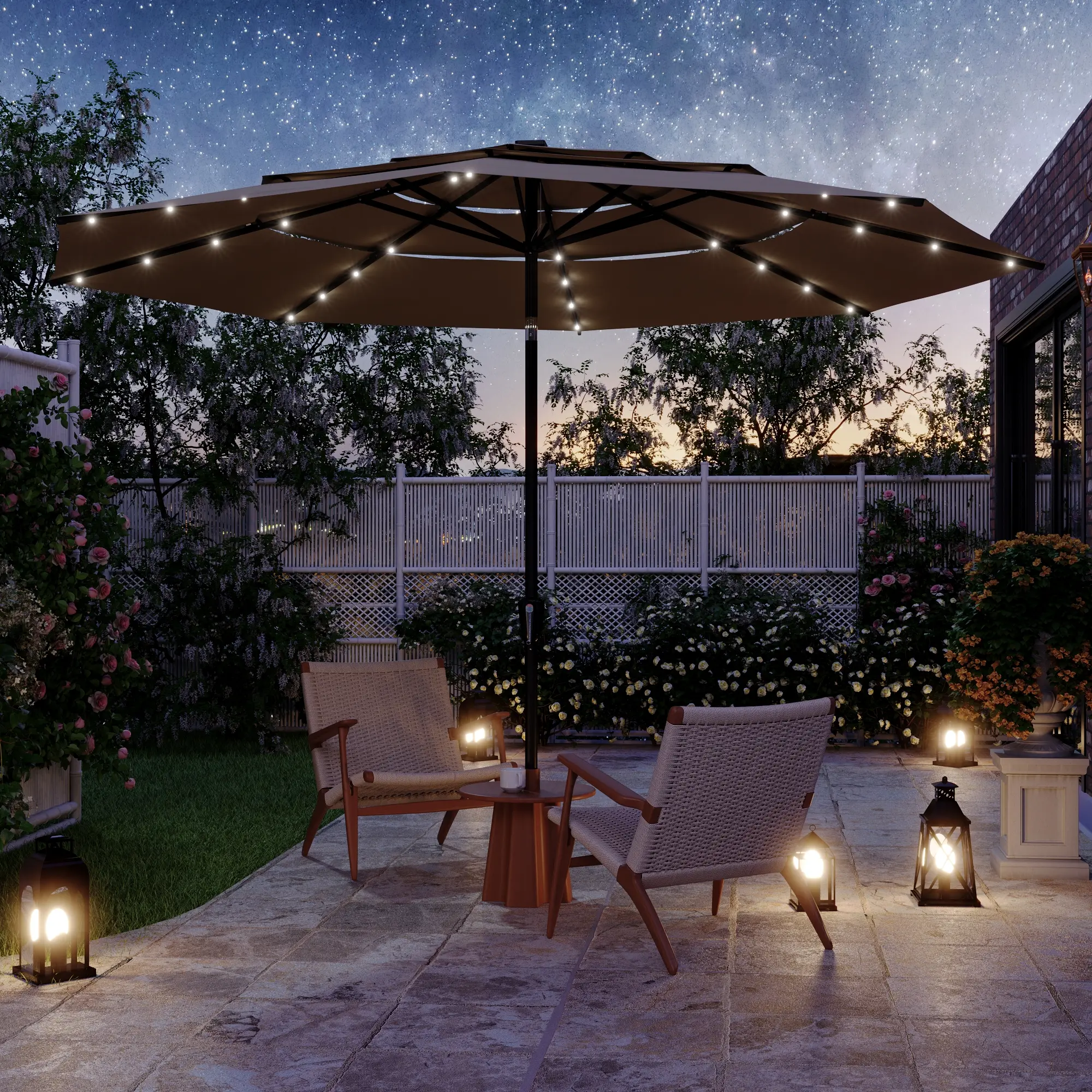 FUFU&GAGA 11ft Outdoor LED Lighted Patio Umbrellas for Outside, 3 Tier Vented Market Table Umbrella Windproof for Backyard, Deck, Garden (No Base) - TikTok Shop FUFU&GAGA 11ft Outdoor LED Lighted Patio Umbrellas for Outside, 3 Tier Vented Market Table Umbrella Windproof for Backyard, Deck, Garden (No Base) - TikTok Shop