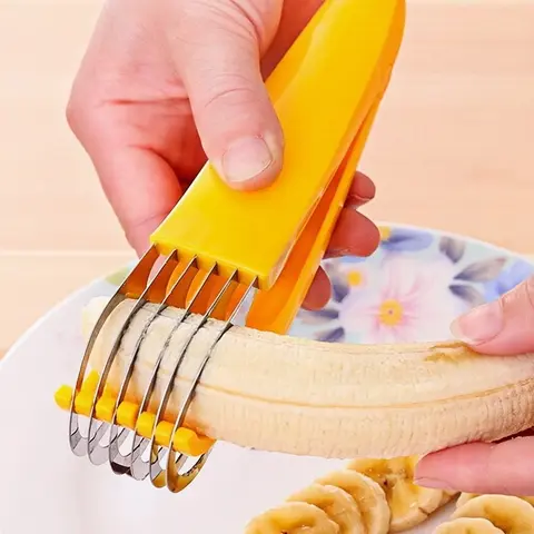 Stainless Steel Banana Cucumber Slicer, Hot Dog Cutter, Vegetable Fruit Cutter, Ideal for BBQ & Outdoor Cooking, Safe Kitchen Tool, Easy to Use