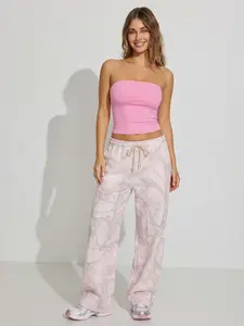 APUYO Women's Pink Camo Wide Leg Sport Pants - Low Rise Baggy Joggers for Dance & Yoga |  Streetwear Activewear Trousers Pink Wide Leg Sweatpants