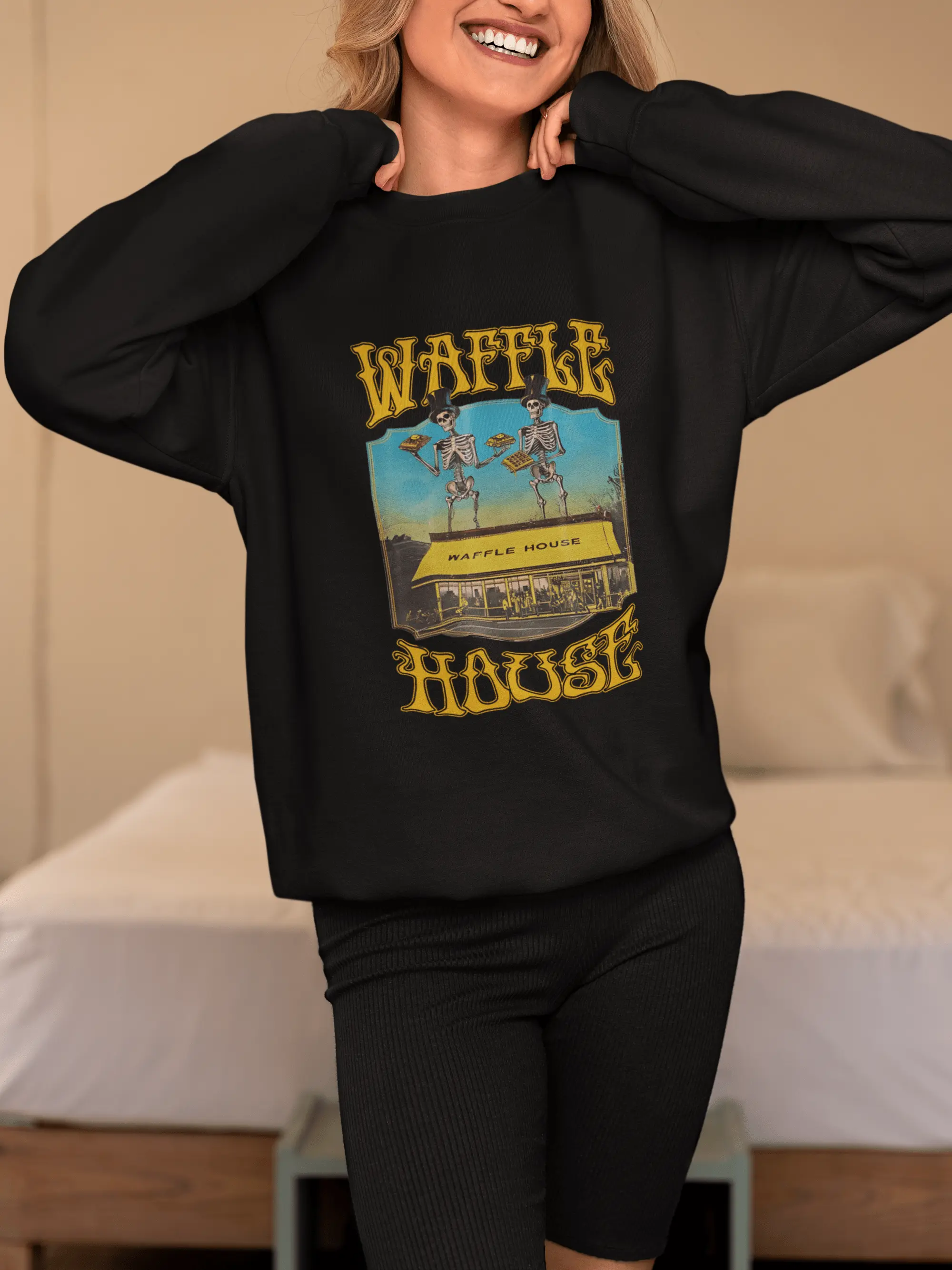 Waffle House Grateful Dead Lot Sweatshirt Trendy Mother Dad Sweatshirts Gifts, Women's Tops, Womenswear, Cotton Fabric Relaxed Fit Chic Style, gift for girls