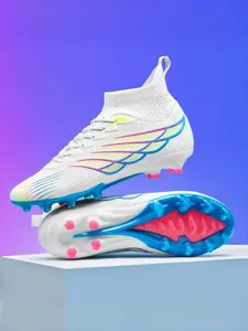 Lace up High Top Football Shoes, Anti-slip Spike Soccer Shoes, Matching Black Football Cleats, Solid Color Outdoor Sports Training Shoes, Men Shoes