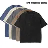 Men's 5-Pack 100% Cotton Round Neck Short-Sleeve T-Shirts - S-XXXL Extra Baggy Relaxed Fit, Vintage Heavyweight Acid Wash, Unadorned Cut, Gym Tops, Cold Wash Compatible, Black, Blue, Brown, Grey, Army Green, Men's T Shirts