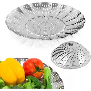 Steamer Basket, Premium Stainless Steel Veggie Steamer Basket - Folding Expandable Steamers to Fits Various Size Pot Small by SAYFINE (5.5" to 9.2")