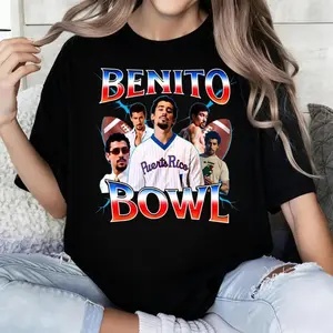 100% pure cotton Black T Shirt Benito Bowl Puerto Rico Football Team Graphic Print Casual Wear For Men Women Unisex Streetwear Fashion Top