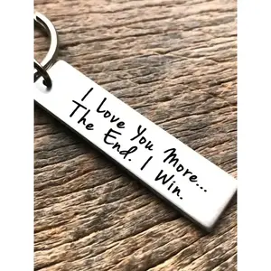 Gothic Couple Keychain with "I love you, I win the end" Message, Birthday Gift for Boyfriend Girlfriend, Auto Parts Package Pendant