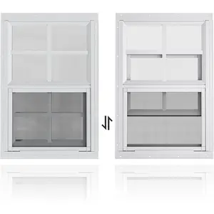 2 Pack Shed Windows 14" W x 21" H Flush Mount, White Household Windows for Playhouses, Barns, Chicken Coop