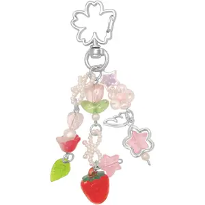 Aesthetic Y2K keychains Cute Butterfly Star Strawberry Bear Guitar Keychains Charms for Women Bag Purse Gifts