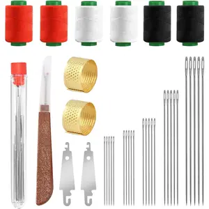 37 count Big Eye Steel Sewing  Kit, Include 25 Steel , 1 Seam Sewing Thread Ripper, 2  Threaders, 6 Threads, 2 Thimbles, 1 Storage Tube for Mending,  for Sewing Lovers
