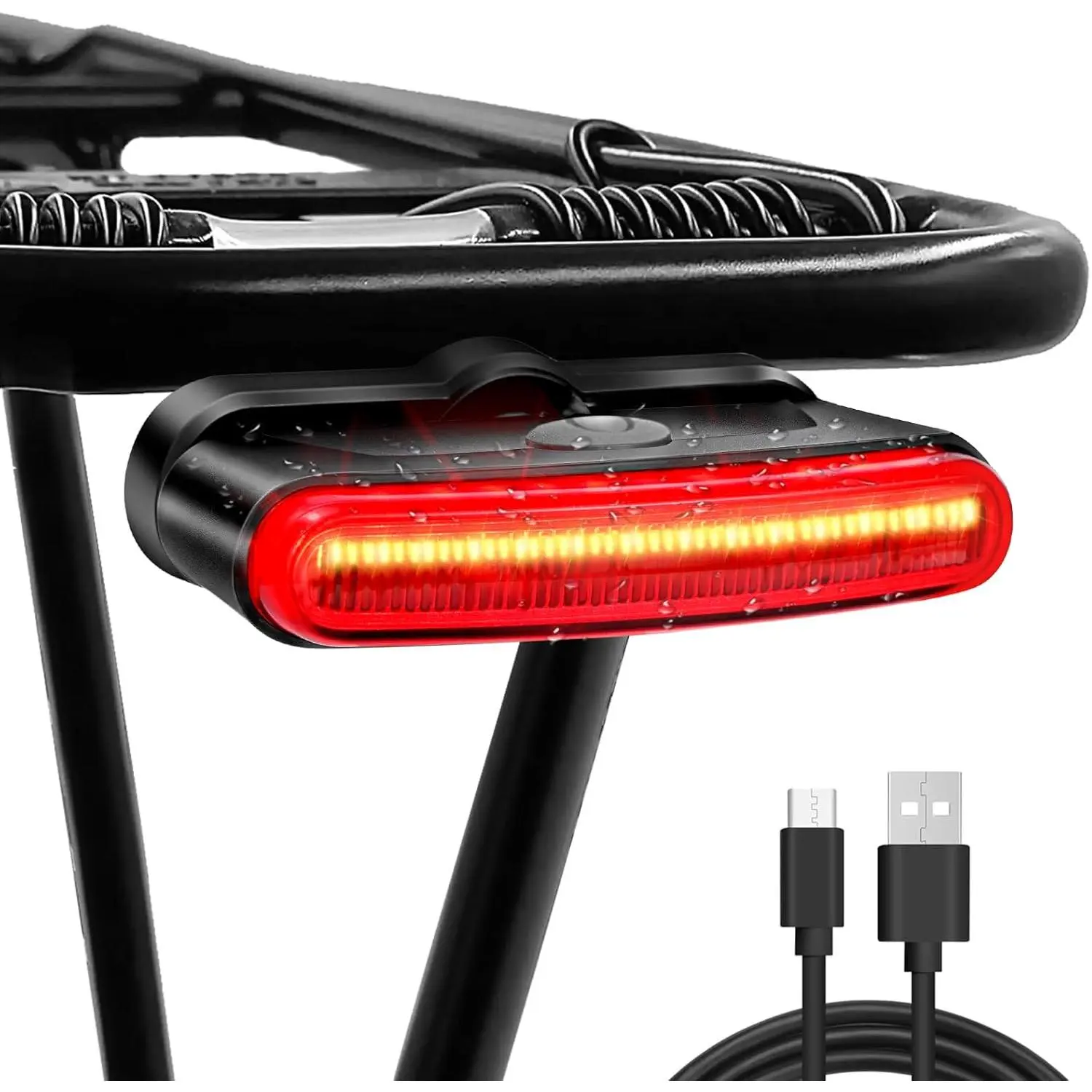 Rechargeable Rear Bike Safety Flashlight - 150 lm, IPX6 Waterproof, 220° Wide Visibility, 5 Light Modes, USB-Cable Charging, Brake Sensing, Unisex Adults, Rear Mount Compatible, Day and Night Use Accessory (Brake Sensing Night Riding Is Safer)
